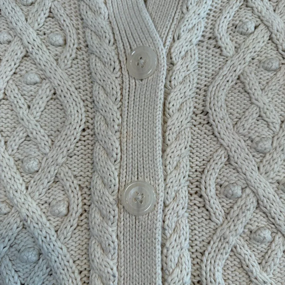 Girls GAP 100% Cotton Cable Knit Long Cardigan Sweater XXL Ivory Cream (14-16)